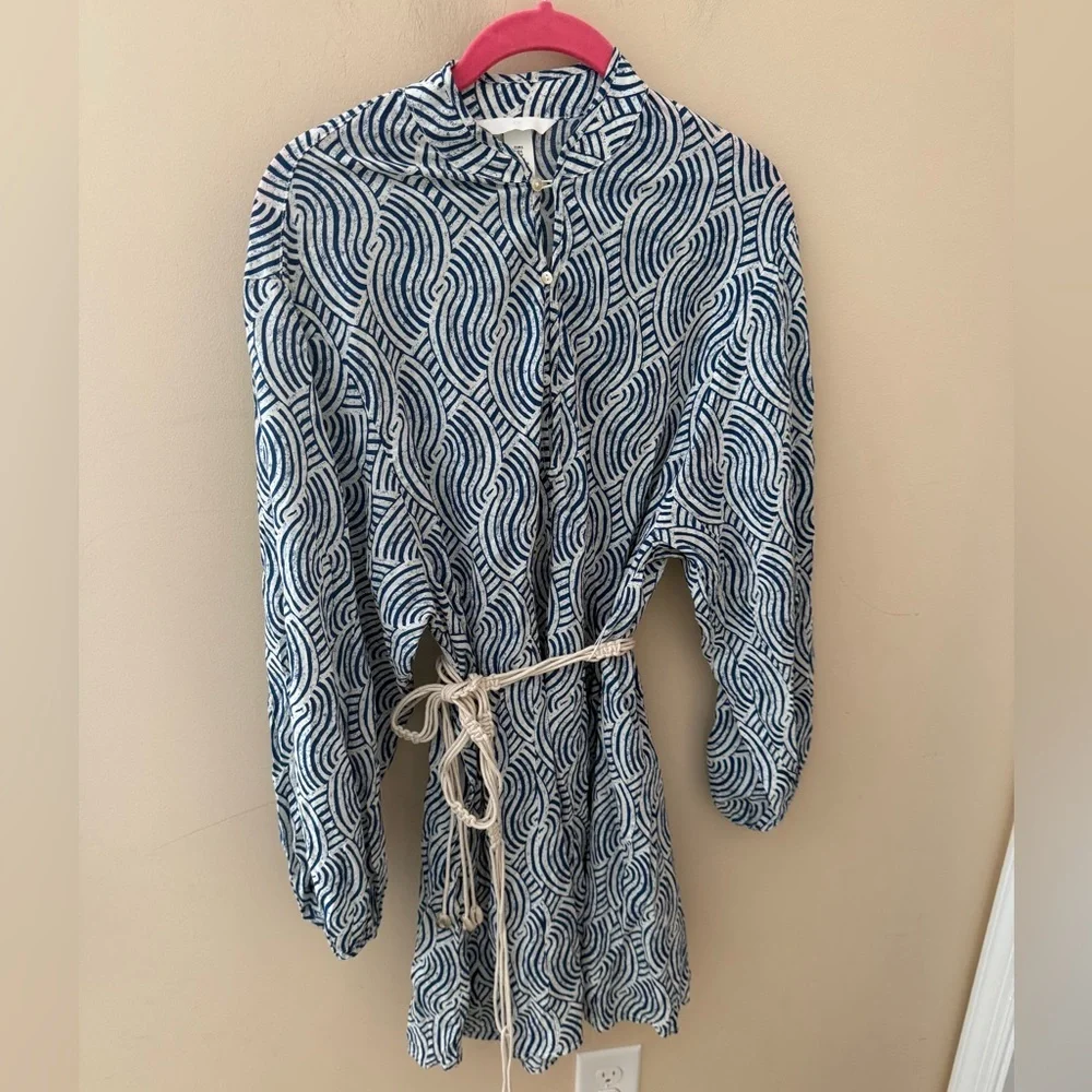 H&M Blue and White Long Sleeve Dress - Picture 1 of 8